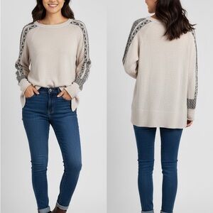 Madewell Ivory and Charcoal Knit Sweater